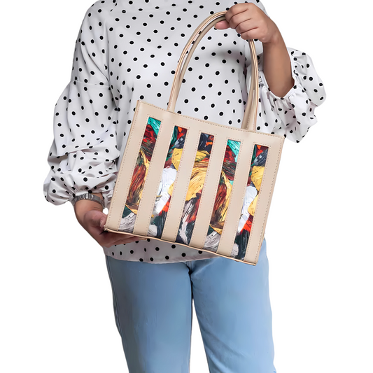Beige Lockup Luxe HandBag
