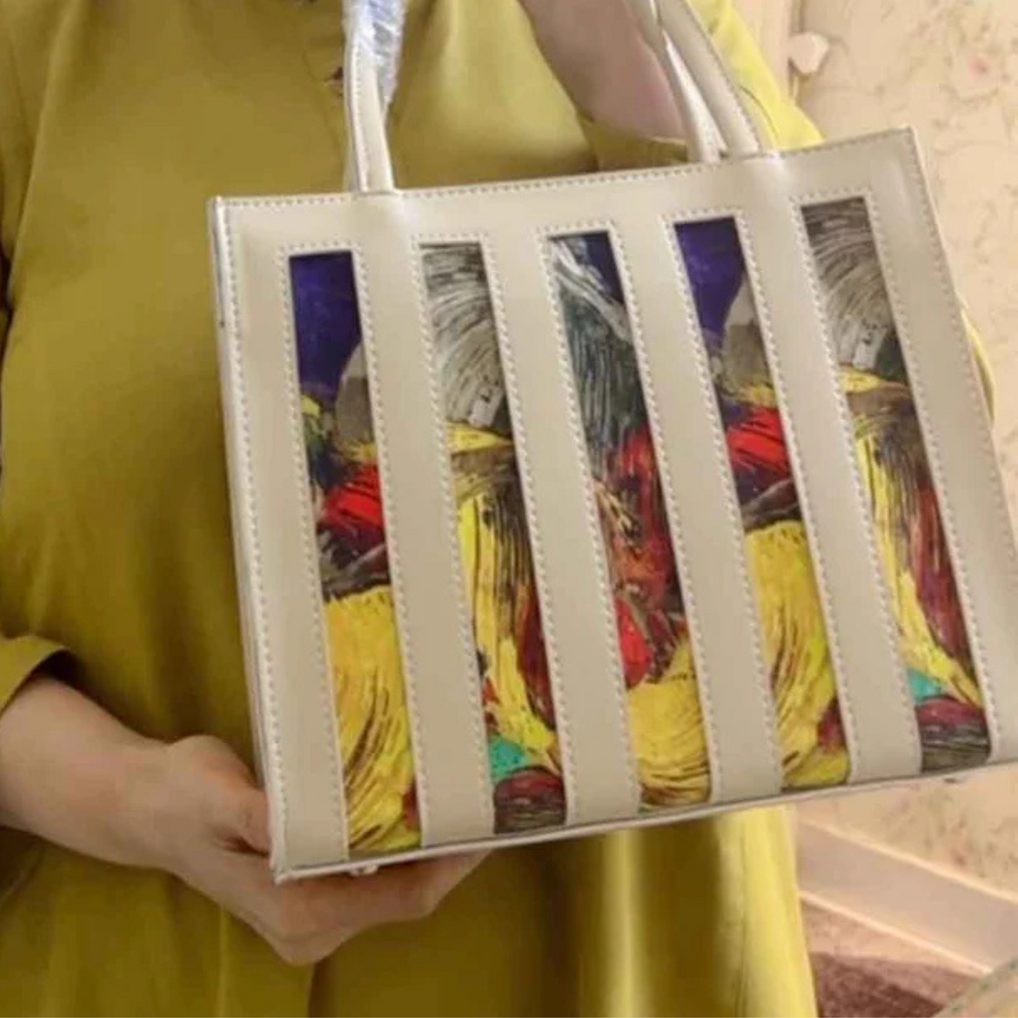 Beige Lockup Luxe HandBag