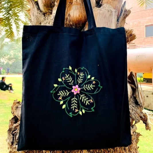 Embroidered BloomAura Tote Bag